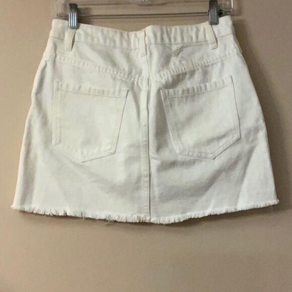 Free People Zip It Up Denim Mini Skirt White 26 - Picture 9 of 13